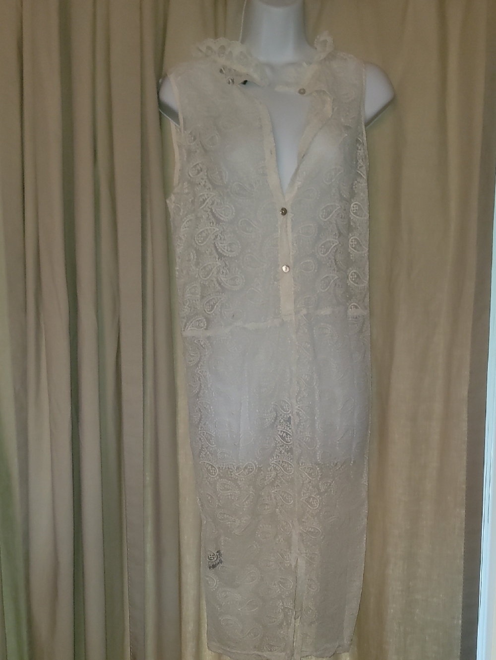 POL Sheer Ivory Lace Midi Dress